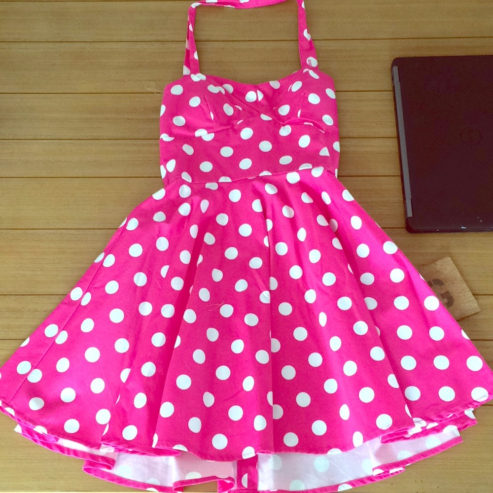 Pink polka dot dress